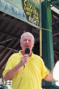 Peter Kormos, making a case this summer for alleged police abuses at the G20 summit in Toronto. File Photo by Doug Draper